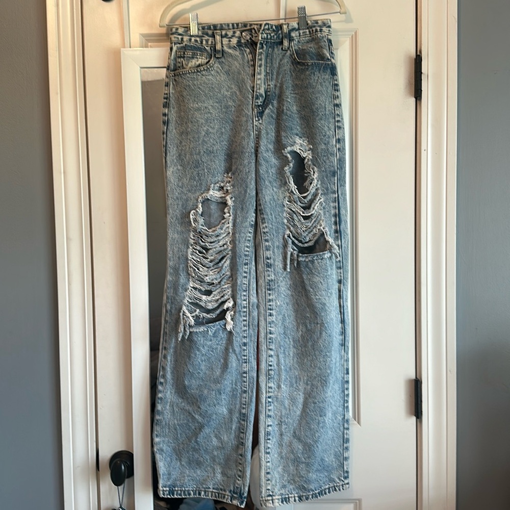 ripped light wash jeans